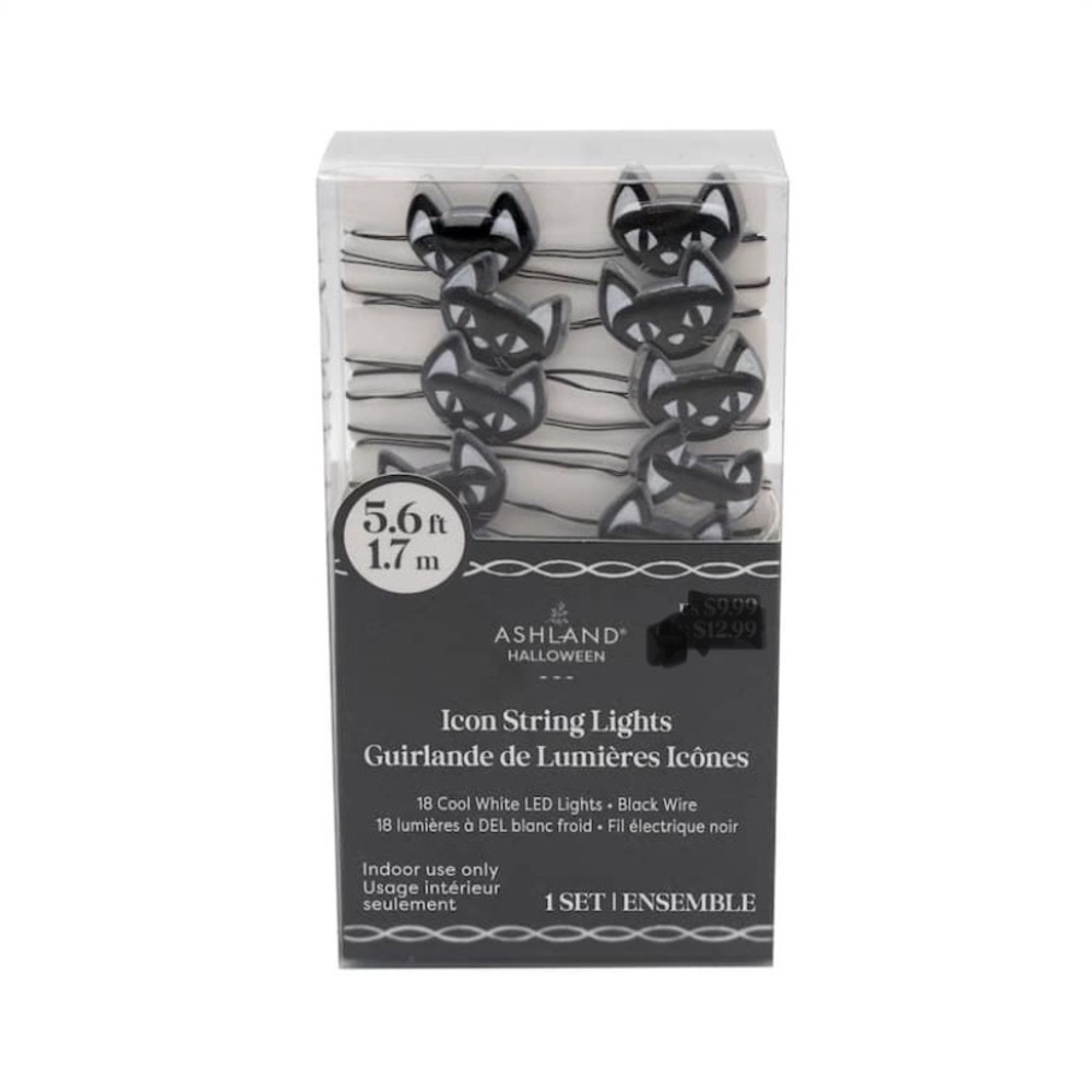 18ct. Black Cat Icon String Lights